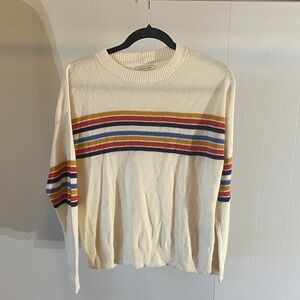 American Eagle Outfitters Cream Sweater with Multicolor Stripes